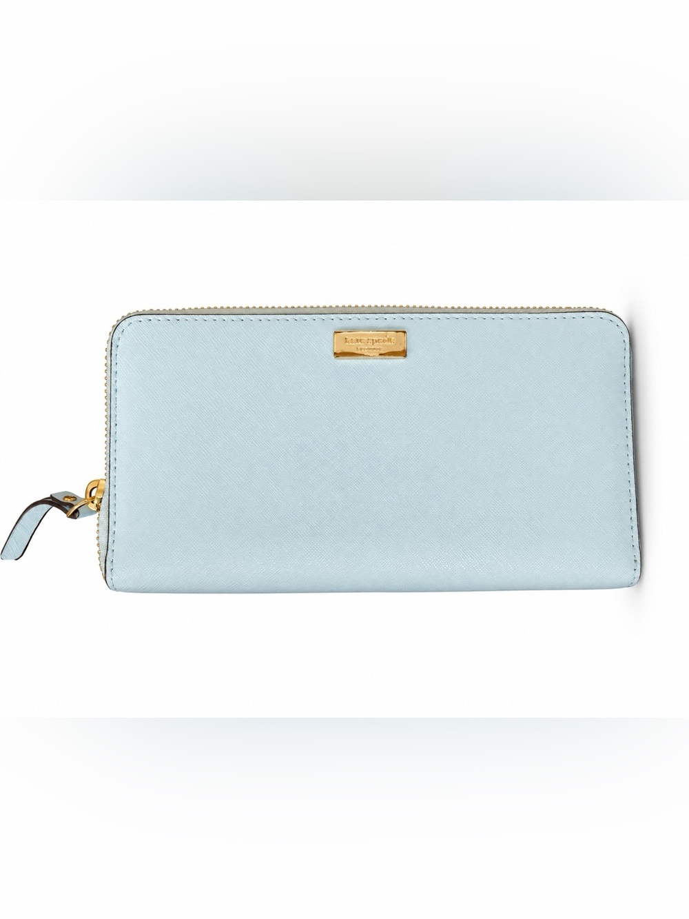 Kate Spade New York Light Teal Blue Saffiano Leather Zip Around Wallet